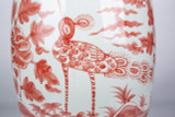 Coral Red Bird Village Garden Stool