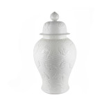High-White Carved Fish Temple Jar