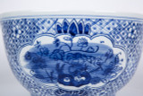 Blue And White Medallion Flower Bird Bowl
