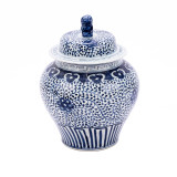 Blue & White Curly Vine Lidded Jar