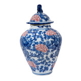 Red Peony Dragon Fluted Jar Small