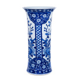 Blue And White Pheasant Paneled Vase - 3 Sizes