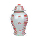 Coral Red Temple Jar Breeze Motif