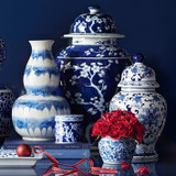 Blue & White Plum Tree Temple Jar