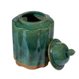 Speckled Green Ribbed Tea Jar