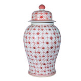 Coral Red Coin Flower Temple Jar - 2 Sizes
