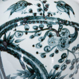 Indigo Porcelain Temple Jar Magpie on Plum Motif Small