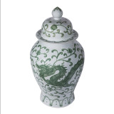 Celadon Dragon Lotus Temple Jar - 2 Sizes