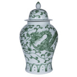 Celadon Dragon Lotus Temple Jar - 2 Sizes