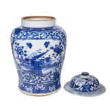 Dynasty Temple Jar Floral Bird Panel Motif