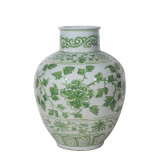 Mint Green Peony Porcelain Open Top Jar