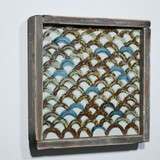 Hand Painted Brown & White Porcelain Tile Dragon Scale - Framed /12F02A