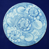 Handpainted Blue & White Porcelain Tile Silla Flower Round - Acrylic Shadow Box /S06