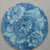 Handpainted Blue & White Porcelain Tile Silla Flower Round - Acrylic Shadow Box /S09