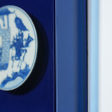 Handpainted Blue & White Porcelain Coaster Enemy At Gate - Acrylic Shadow Box /S55
