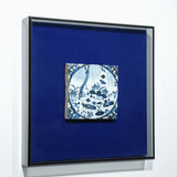 Handpainted Antique Reproduction Porcelain Tile Blue & White Madarin Ducks - Acrylic Shadow Box ...