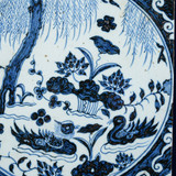 Handpainted Antique Reproduction Porcelain Tile Blue & White Madarin Ducks - Acrylic Shadow Box ...