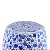 Blue & White Hex Porcelain Garden Stool Grape Vines
