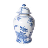 Blue & White Porcelain Magnolia Pheasant Porcelain Temple Jar