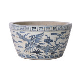 Blue And White Ming Dragon Phoenix Basin Planter