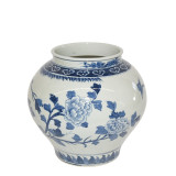 Blue & White Bird Floral Open Top Jar