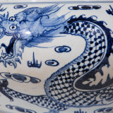 Blue And White Shallow Bowl Dragon Motif  Large