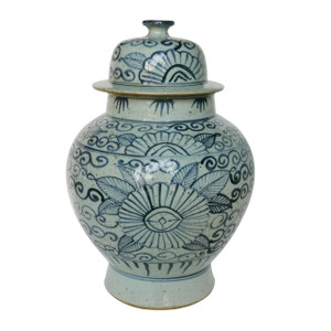 Blue And White Sunflower Temple Jar