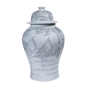 Ink Painting Playful Kids Temple Jar