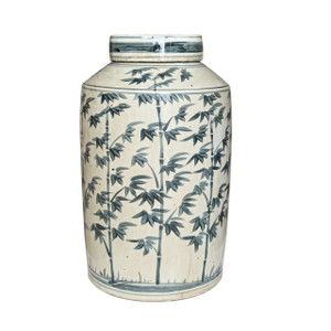 Barclay Butera Couture Graceful Bamboo.. Blue & White Porcelain Tea Jar