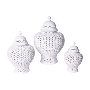 White Lattice Porcelain Ginger Jar  - 3 Sizes