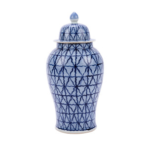 Blue & White Chess Grids Temple Porcelain Jar