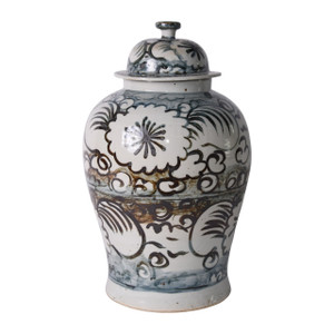 Blue And White Sea Flower Temple Jar - 2 Sizes