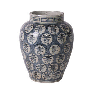 Blue And White Longevity Open Top Vase