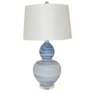 Blue And White Marblized Gourd Vase Lamp