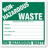 Drum Label "Non Hazardous Waste", Pack of 25 ECT Manufacturing