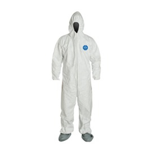 Tyvek Standard White Coverall w/ attached Hood & Boots, Qty 25