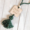 Faith over Fear wood car charm with handmade yarn tassel, Inspirational car charm