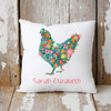 Personalized Floral Chicken throw pillow cover, 18 X 18 pillow cover, girls room nursery decor