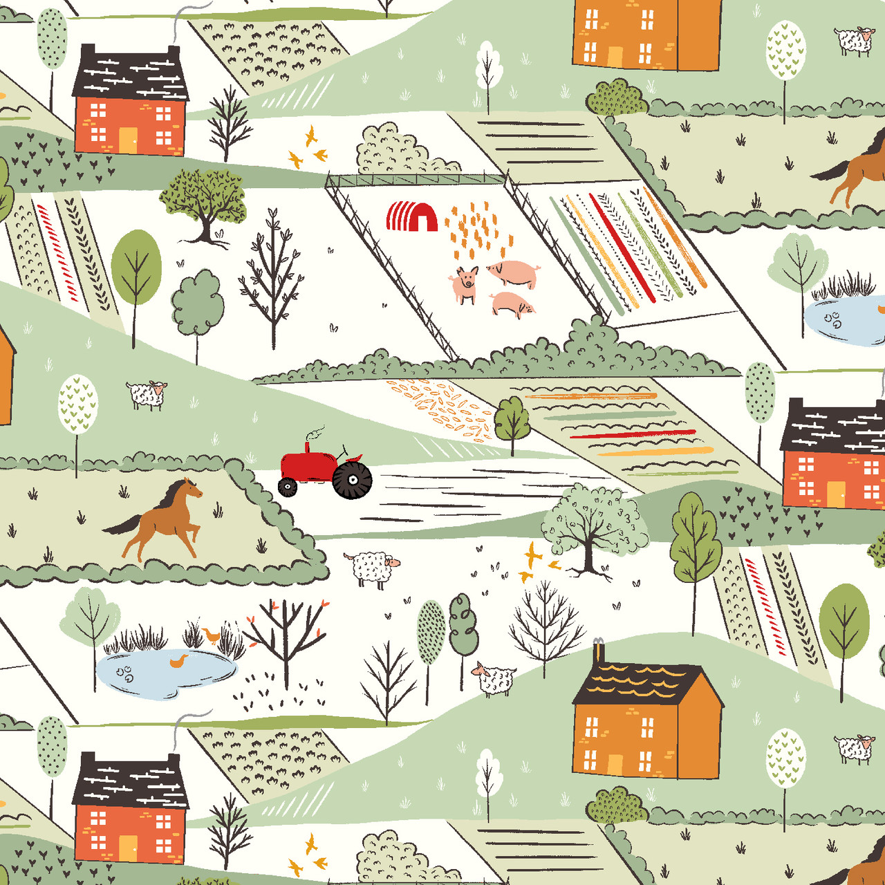 Hello Spring Fabric Collection Hello Spring Farm Life quilting cotton fabric - Day on a Farm RJR ...