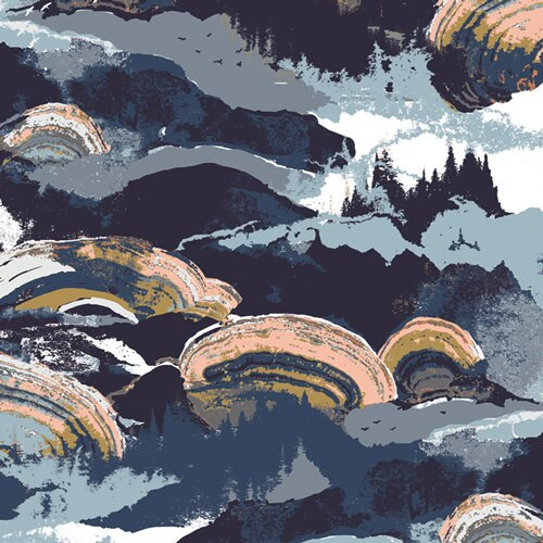 Gaia Eventide, earth tone cotton fabric Earthen Art Gallery Fabrics