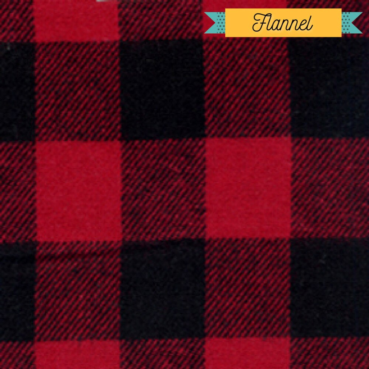 Buffalo Plaid - Black & Red - Cotton FLANNEL Fabric