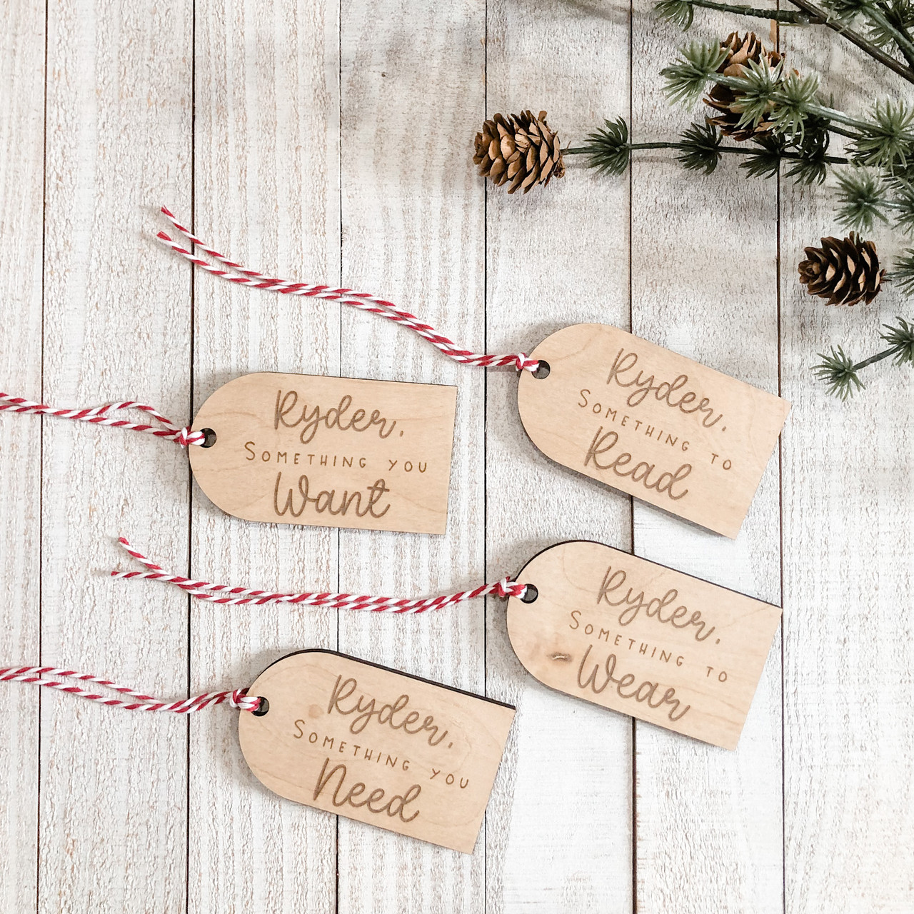 Something you Need, Want, Read, Wear, Do Engraved Wooden Christmas Gift Tag  Set of 5