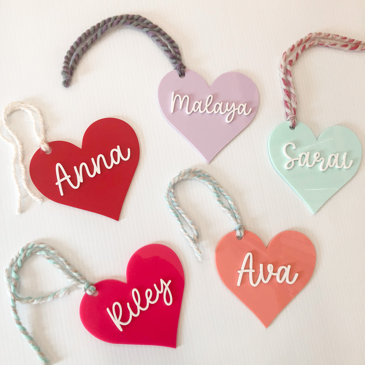 Acrylic Heart Tag with Engraved Name