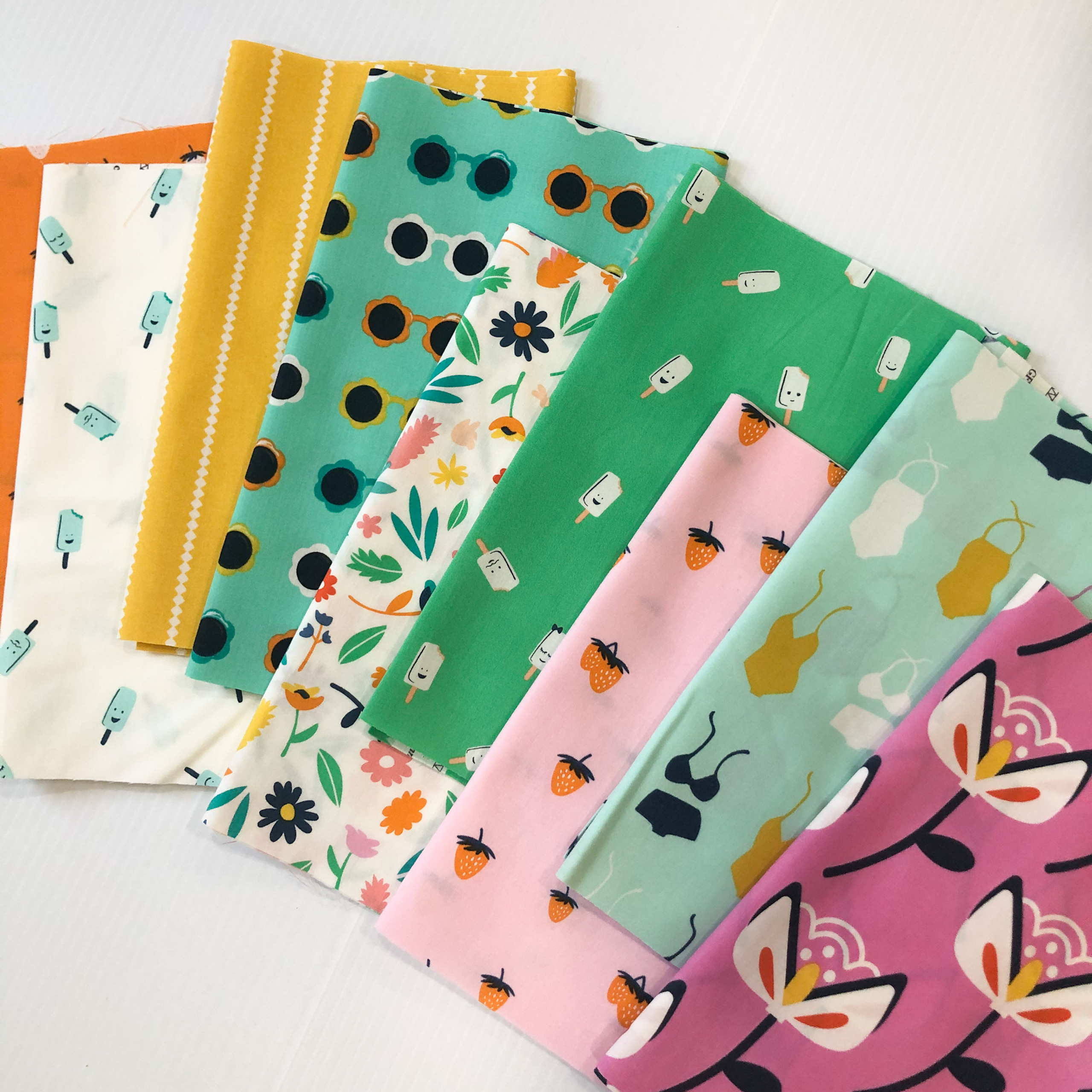 Summer Side 9piece summer Fabric Bundle quilt Broadway Fabrics