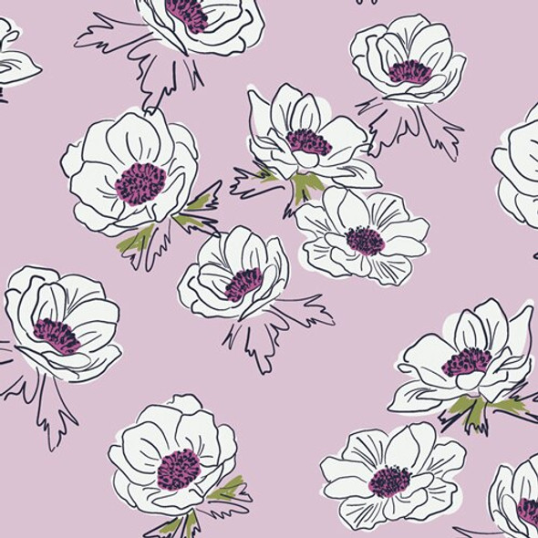 Lavender purple floral cotton fabrics design