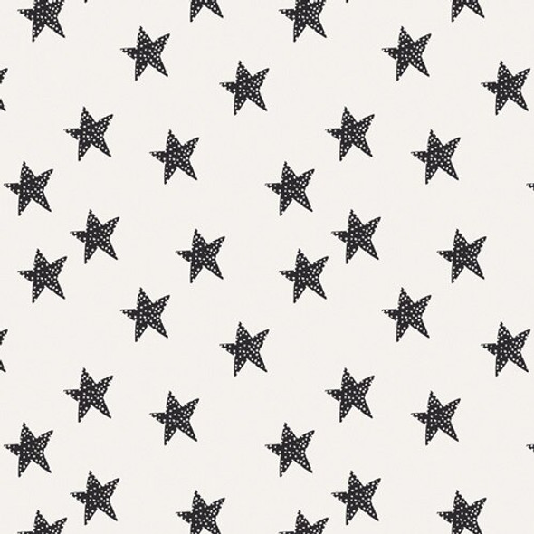 Black white stars Glow cotton fabrics design