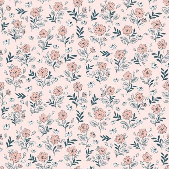 Fairy Pink Flower Fabric, Floral Cluster Cotton Fabric, QTR YD