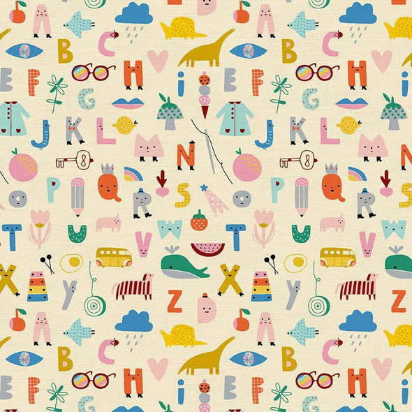 Colorful kids animal alphabet Fabrics design