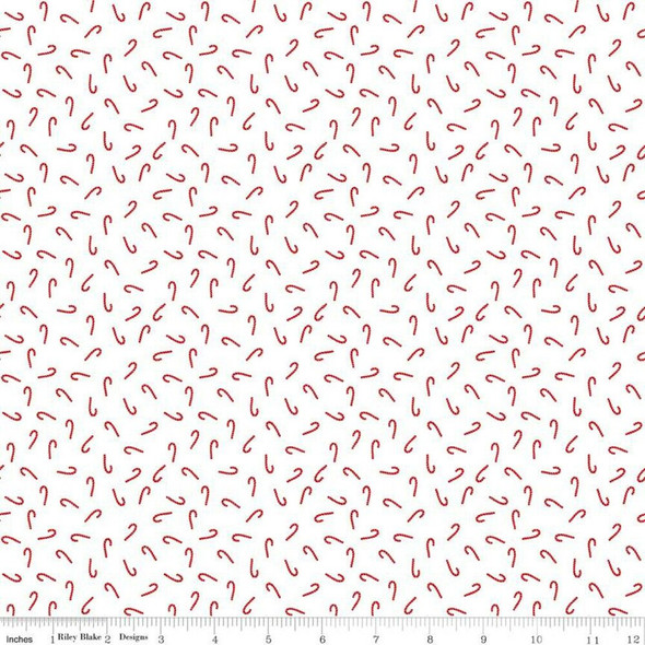 White Candy Cane Christmas cotton Fabrics design