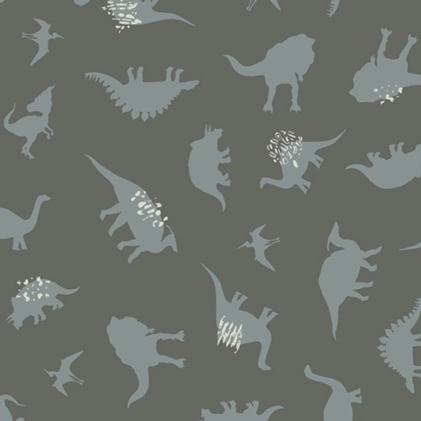 Gray Dinosaur fabric - AGF Esoterra Dinomania Subtle cotton QTR YD